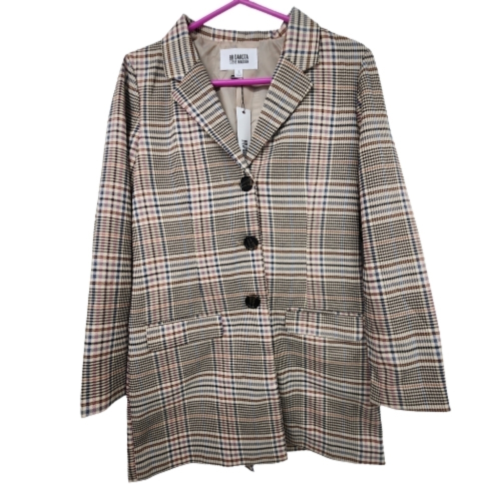 BB Dakota NWT Long Plaid Blazer Size Small